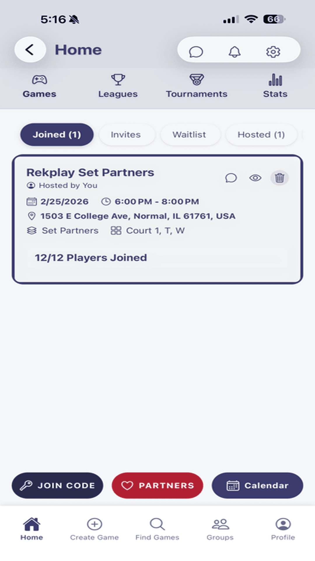 Home - Game Dashboard